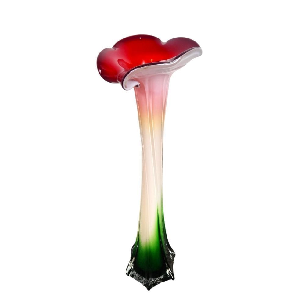 Vintage Murano Jack in The Pulpit Calla Lily Hand Blown Glass Large Vase 16”